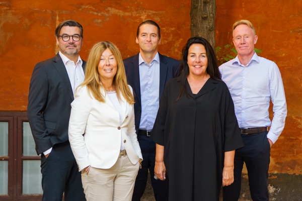 emagine Directors of the Board; Marika Fredriksson - Chairwoman (left), Christian Bamberger Bro - Deputy chairman (far left), Søren Rode (far right), Petra Jenner (right), Christoffer Arthur Müller (middle),