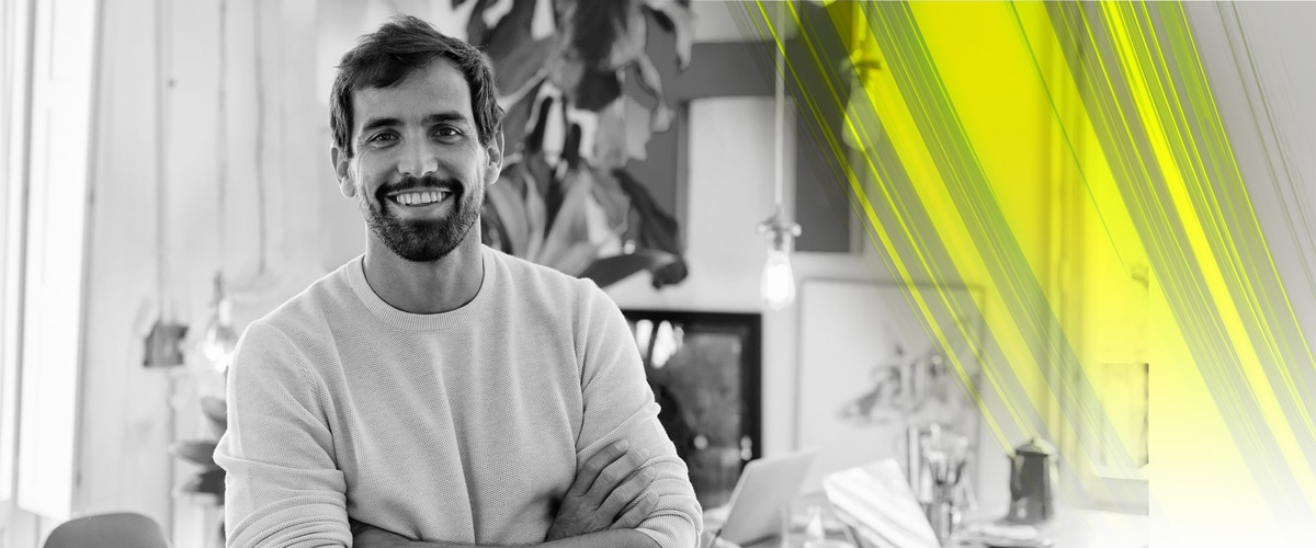 Illustration with a man smiling