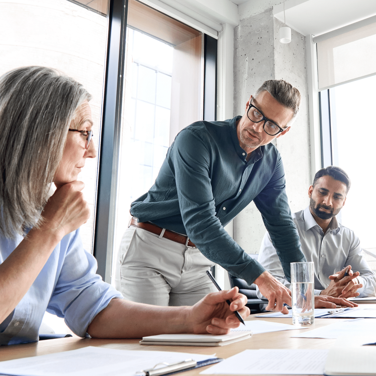 A team of 3 in a meeting